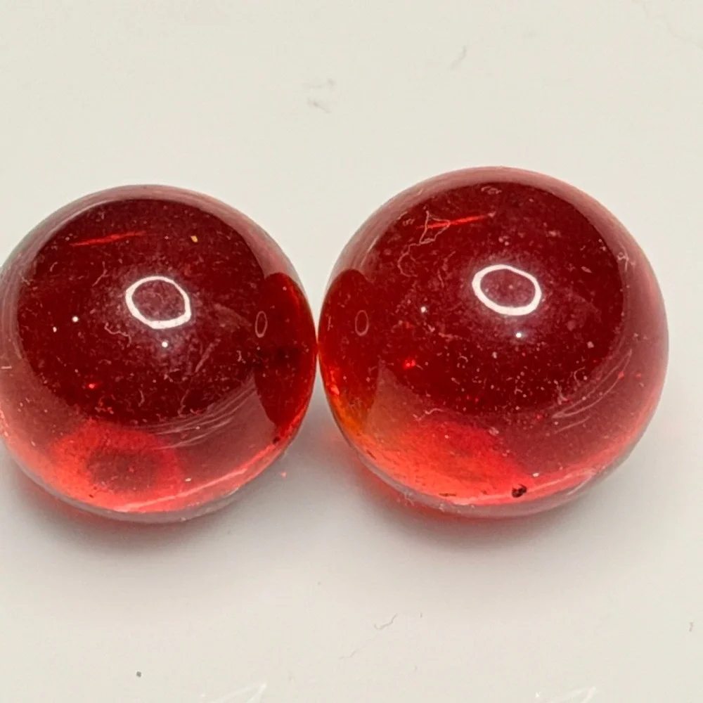 Vintage Red Glass Marbles Pair – Translucent Ruby Style - Garage Find